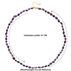 Afrikanischer Amethyst Halskette ca. 60 cm +5 cm Extender, Reine Legierung Goldton ca. 100.00 ct