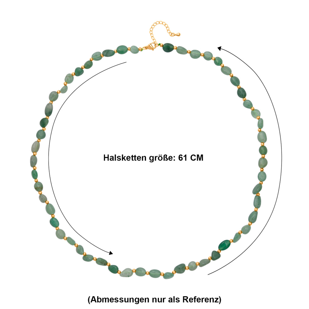 Grüner Aventurin Halskette ca. 60 cm + 5 cm Extender, Reine Legierung Goldton ca. 100.00 ct