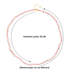 Rosenquarz Halskette ca. 60 cm + 5 cm Extender, Reine Legierung Goldton ca. 100.00 ct
