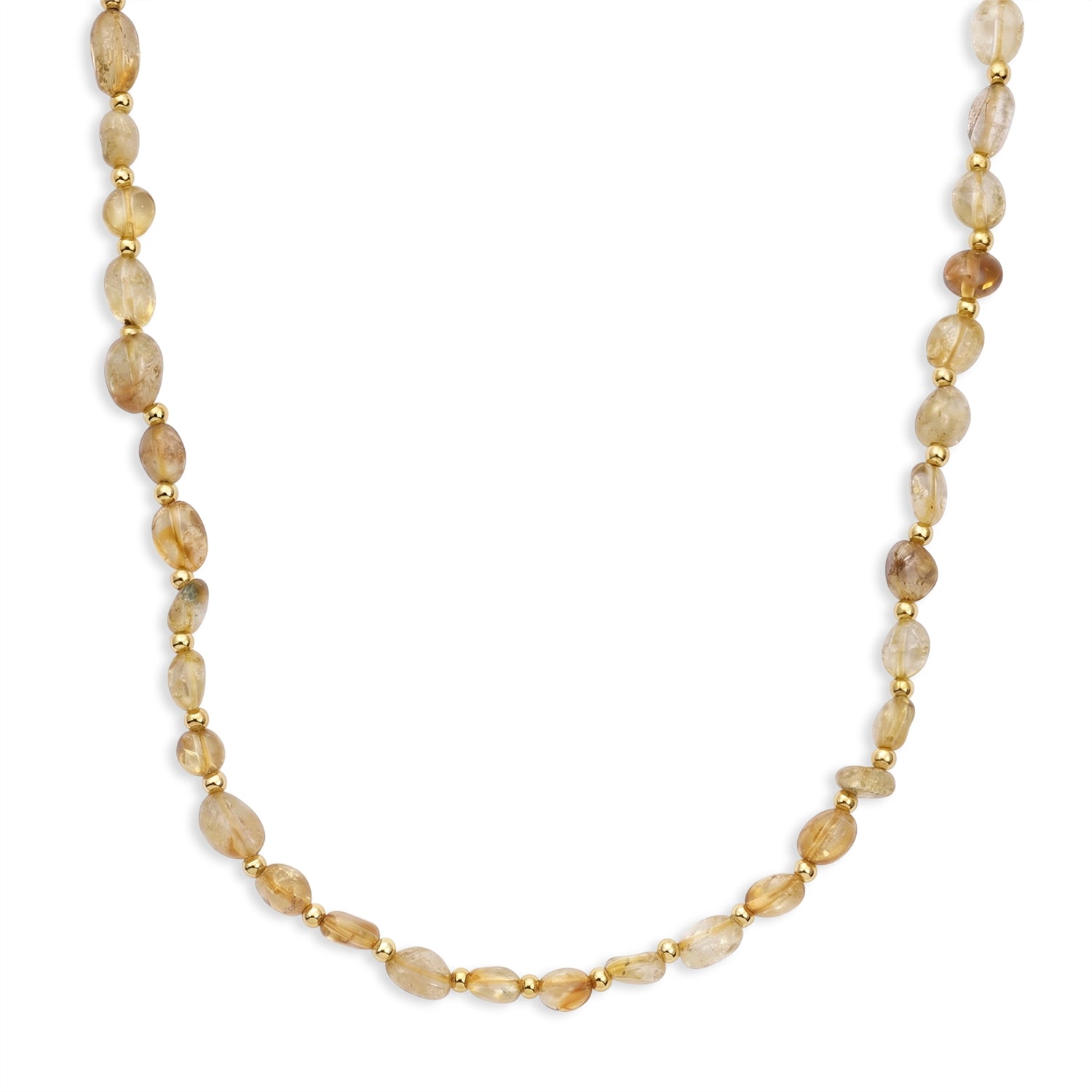 Citrin Halskette ca. 60 cm + 5 cm Extender, Reine Legierung Goldton ca. 100.00 ct