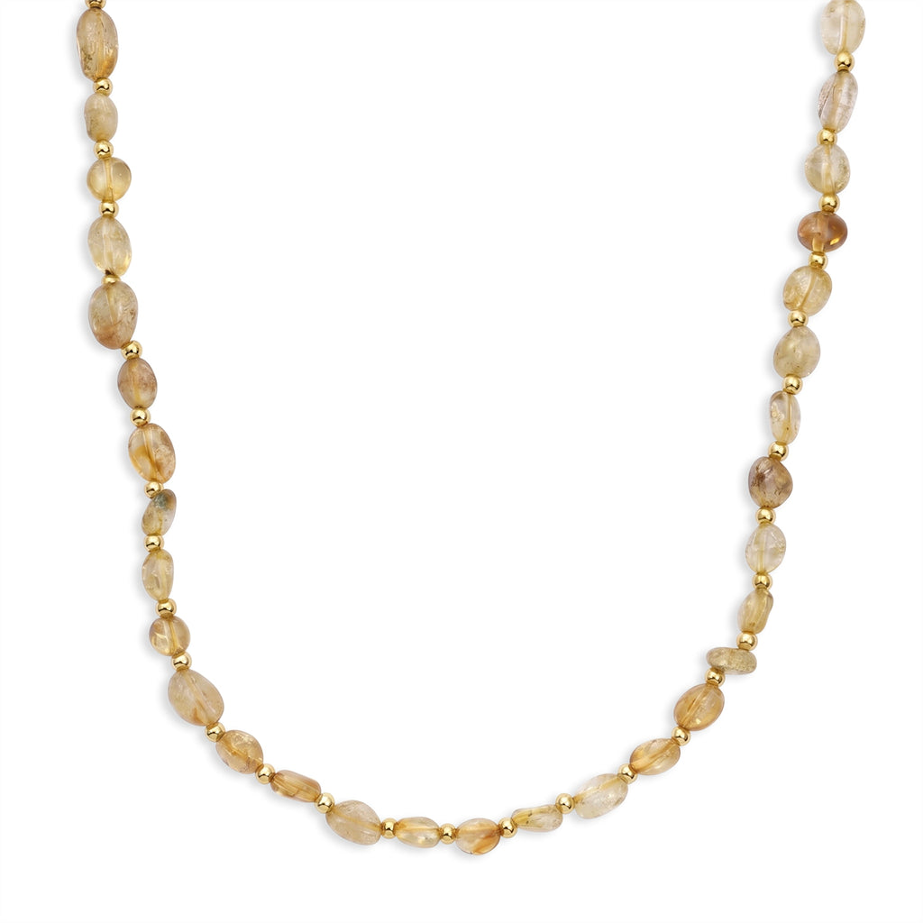 Citrin Halskette ca. 60 cm + 5 cm Extender, Reine Legierung Goldton ca. 100.00 ct
