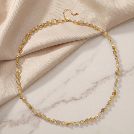 Citrin Halskette ca. 60 cm + 5 cm Extender, Reine Legierung Goldton ca. 100.00 ct