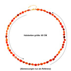 Karneol Halskette ca. 60 cm + 5 cm Extender, Reine Legierung Goldton ca. 100.00 ct