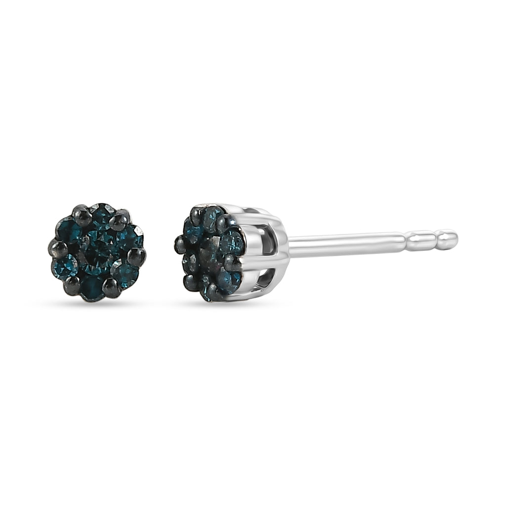 D'Joy Blauer Diamant Ohrringe 925 Silber Rhodiniert (10-15 Werktage Lieferzeit)