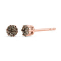 D'Joy Natürlicher Champagner Diamant SI4 Ohrringe 925 Silber 750 Roségold vermeil (10-15 Werktage Lieferzeit) ca. 0.15 ct