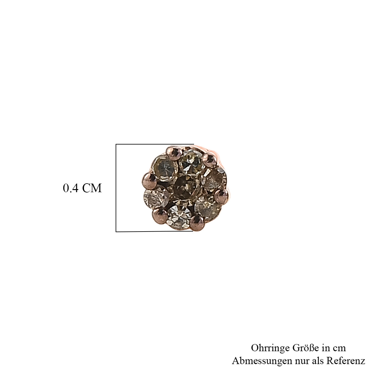 D'Joy Natürlicher Champagner Diamant SI4 Ohrringe 925 Silber 750 Roségold vermeil (10-15 Werktage Lieferzeit) ca. 0.15 ct