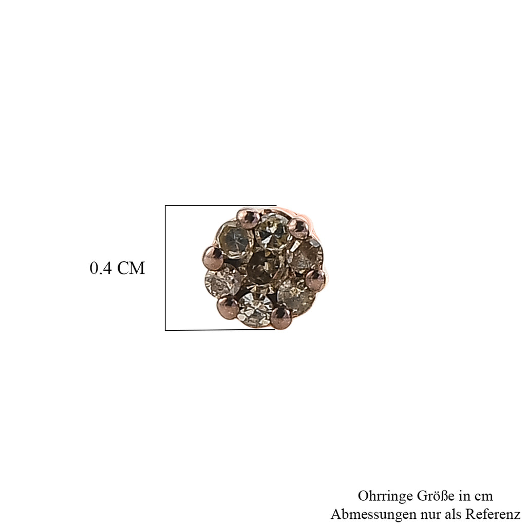 D'Joy Natürlicher Champagner Diamant SI4 Ohrringe 925 Silber 750 Roségold vermeil (10-15 Werktage Lieferzeit) ca. 0.15 ct