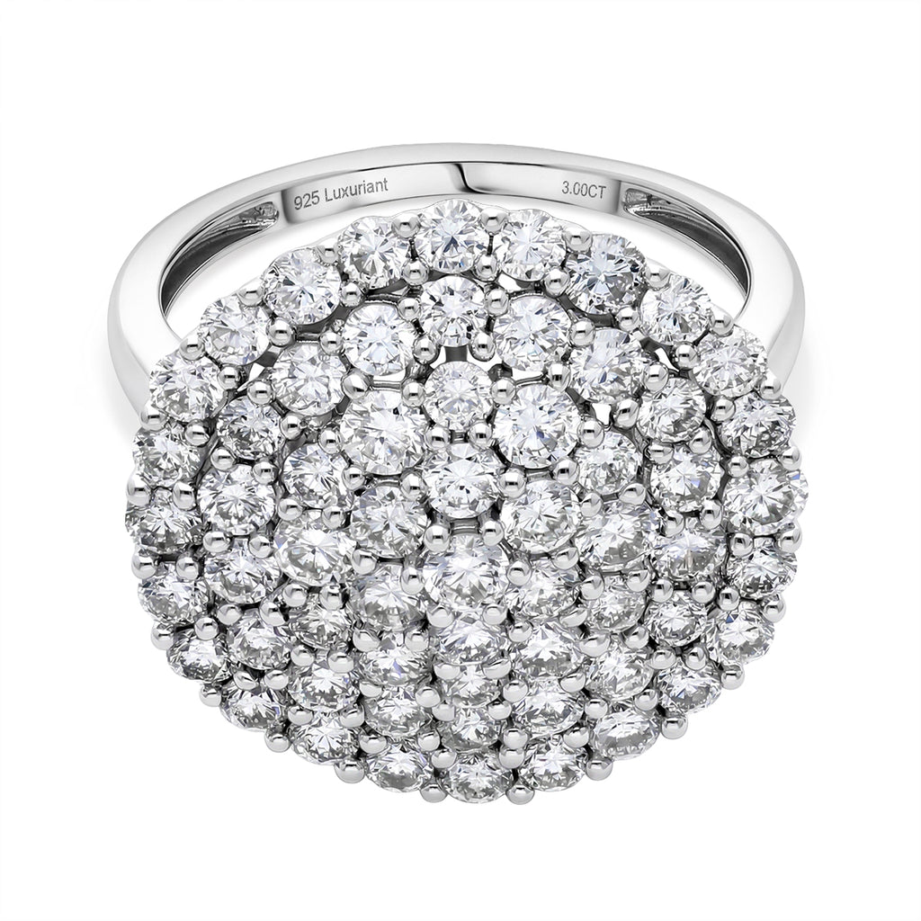 LUXURIANT DIAMOND - Lab Grown Diamant VS-EF Ring 925 Silber Platiniert (Größe 17.00) ca. 3,00 ct