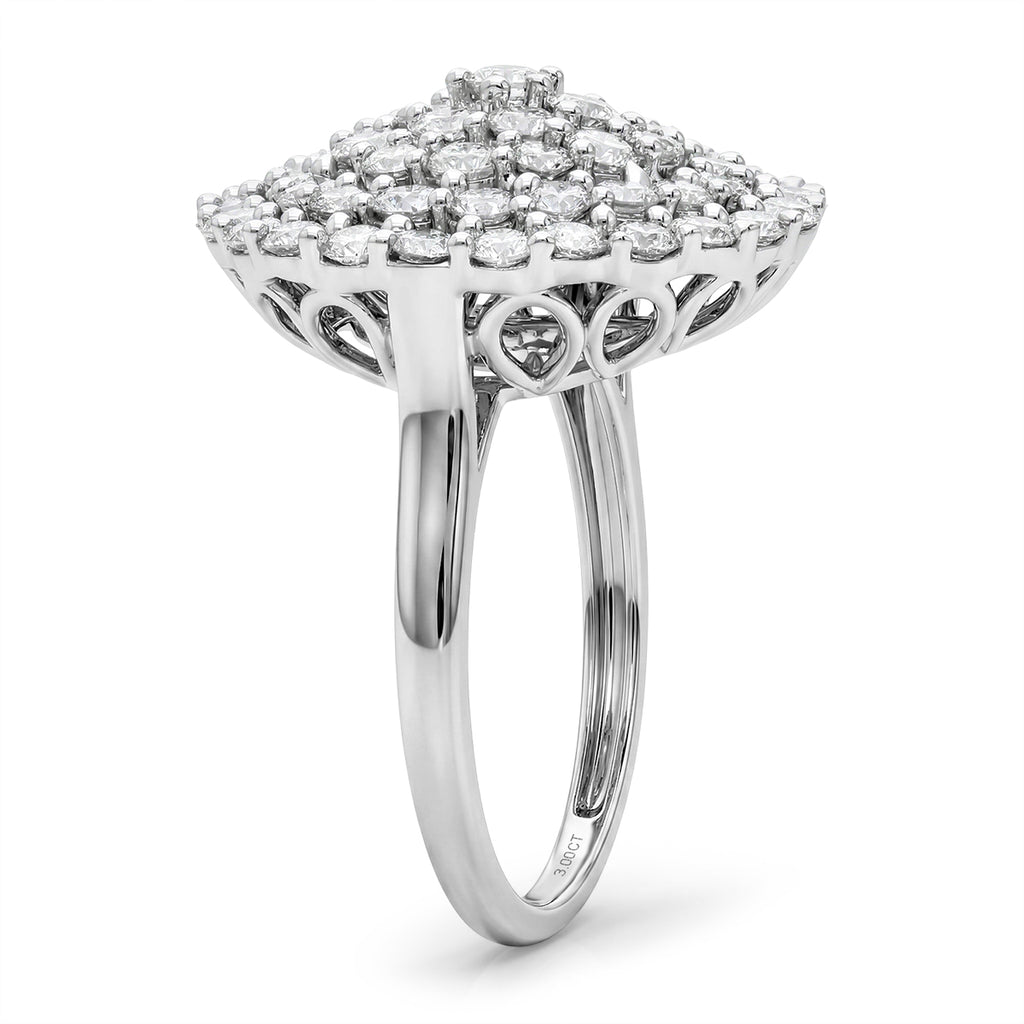 LUXURIANT DIAMOND - Lab Grown Diamant VS-EF Ring 925 Silber Platiniert (Größe 17.00) ca. 3,00 ct