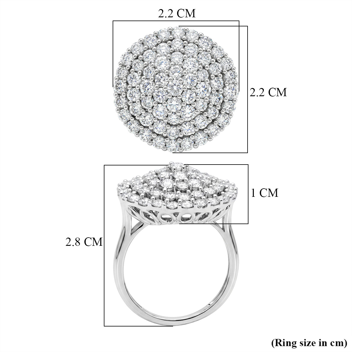 LUXURIANT DIAMOND - Lab Grown Diamant VS-EF Ring 925 Silber Platiniert (Größe 17.00) ca. 3,00 ct