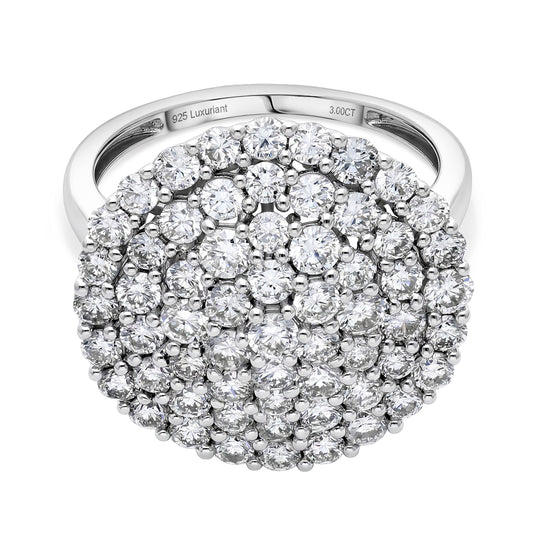 LUXURIANT DIAMOND - Lab Grown Diamant VS-EF Ring 925 Silber Platiniert (Größe 19.00) ca. 3,00 ct