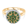 D'Joy Socoto Smaragd, Weißer Zirkon Ring 925 Silber 750 Gelbgold vermeil (Größe 18.00) ca. 1,65 ct