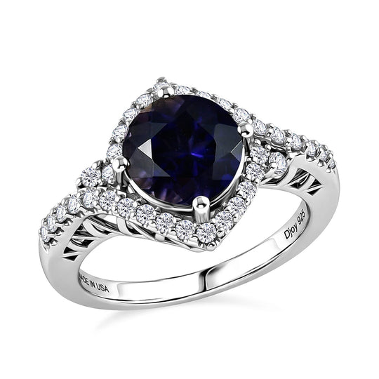 D'Joy AA Iolit, Moissanit Ring 925 Silber Rhodiniert (Größe 19.00) ca. 2,55 ct