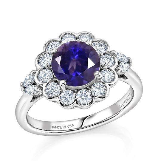 D'Joy AA Iolit, Moissanit Ring 925 Silber Rhodiniert (Größe 16.50) ca. 1,54 ct