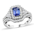 D'Joy AA Tansanit, Moissanit Ring 925 Silber Rhodiniert (Größe 20.00) ca. 2,50 ct