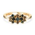 D'Joy Blauer Diamant, Grüner Diamant Ring 925 Silber 750 Gelbgold vermeil (Größe 18.00) ca. 0.51 ct
