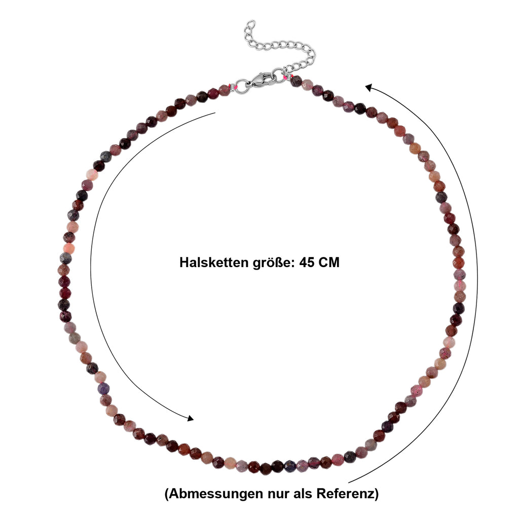 Mehrfarbig-Turmalin Halskette ca. 45 cm + 5 cm Extender, 316L Edelstahl ca. 45,00 ct.