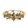 D'Joy Blauer Diamant, Grüner Diamant Ring 925 Silber 750 Gelbgold vermeil (Größe 18.00) ca. 0.39 ct