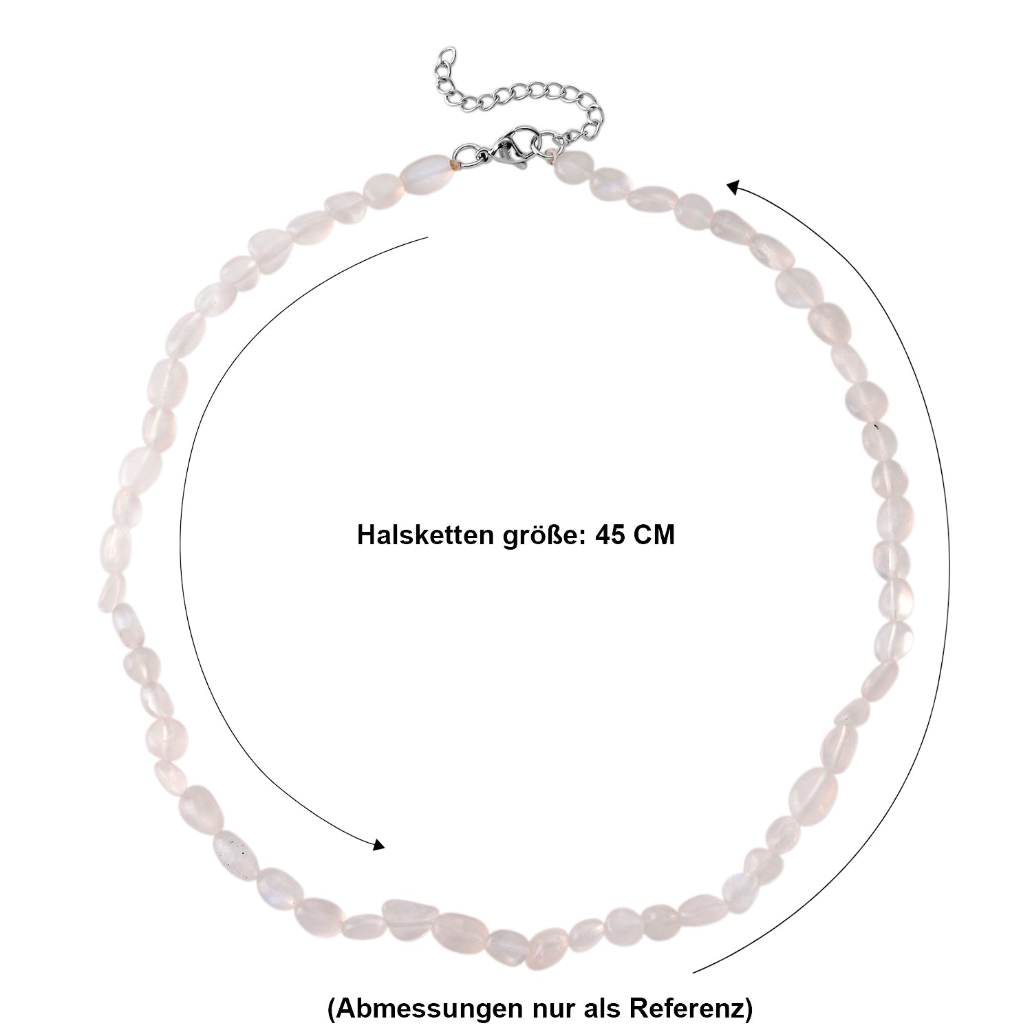 Regenbogen Mondstein Halskette, flexibel, 316L Edelstahl ca. 90.00 ct