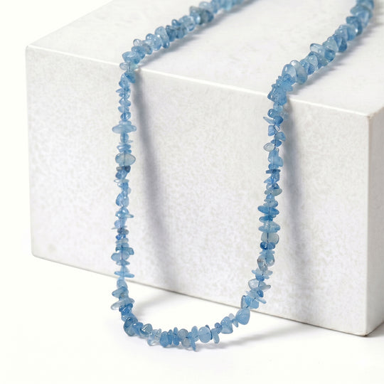 Sambischer Aquamarin Halskette ca. Flexibles cm 316L Edelstahl ca. 140.00 ct