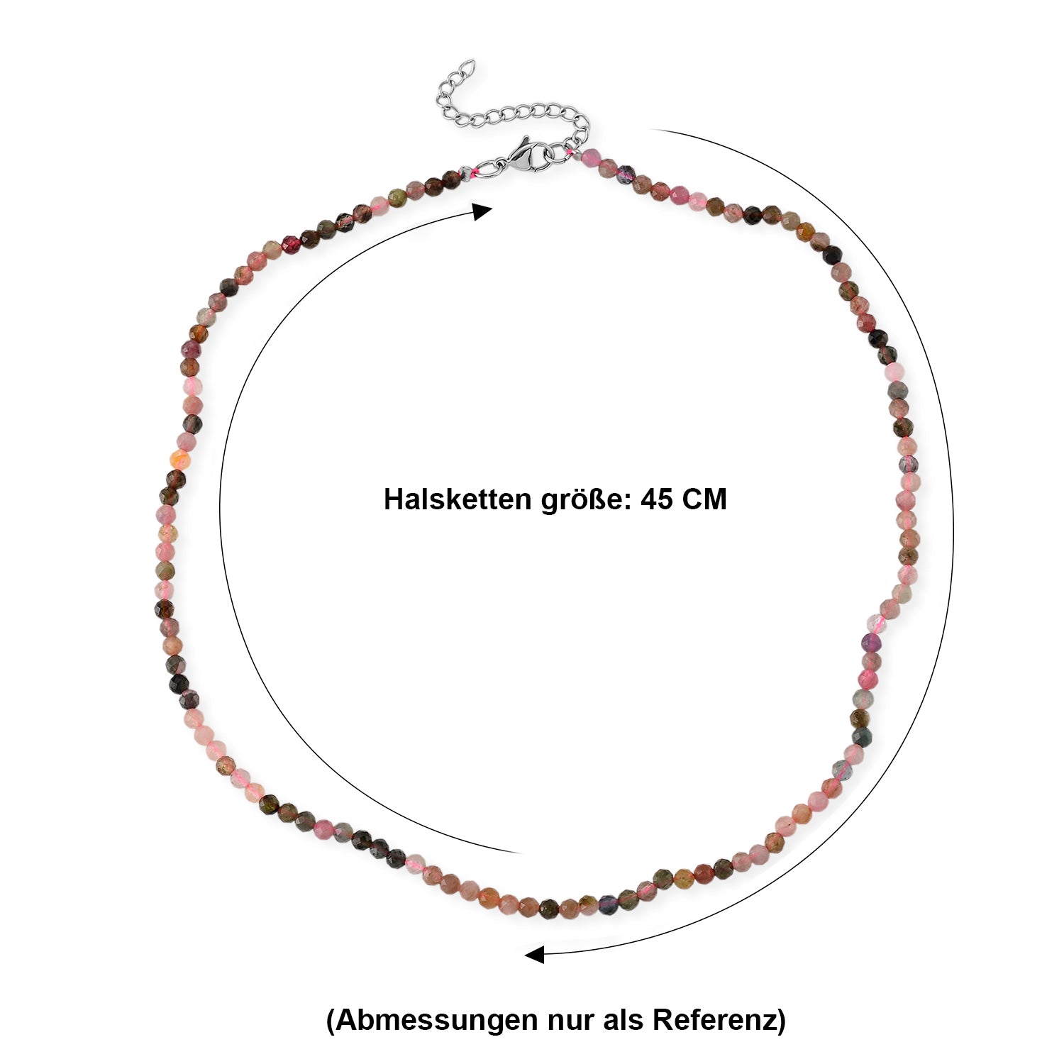 Mehrfarbige Spinell Halskette, 316L Edelstahl ca. 75.00 ct