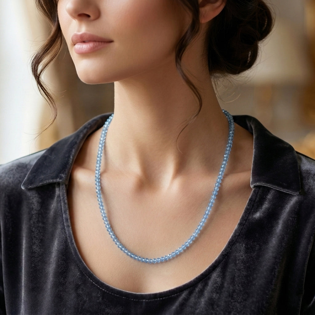 D'Joy Blau Topas Halskette ca. 45 cm 925 Silber Rhodiniert ca. 45.00 ct