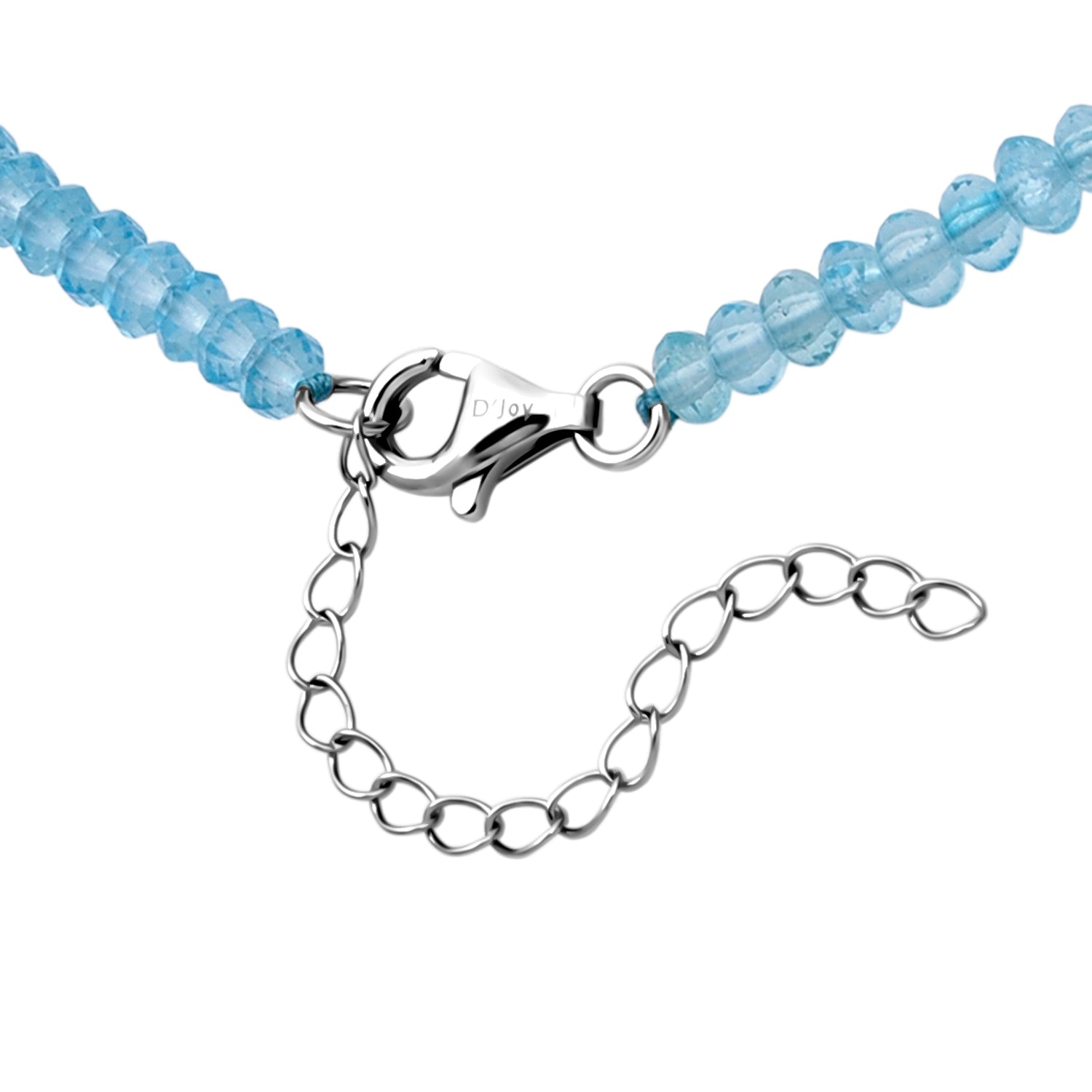 D'Joy Blau Topas Halskette ca. 45 cm 925 Silber Rhodiniert ca. 45,00 ct.