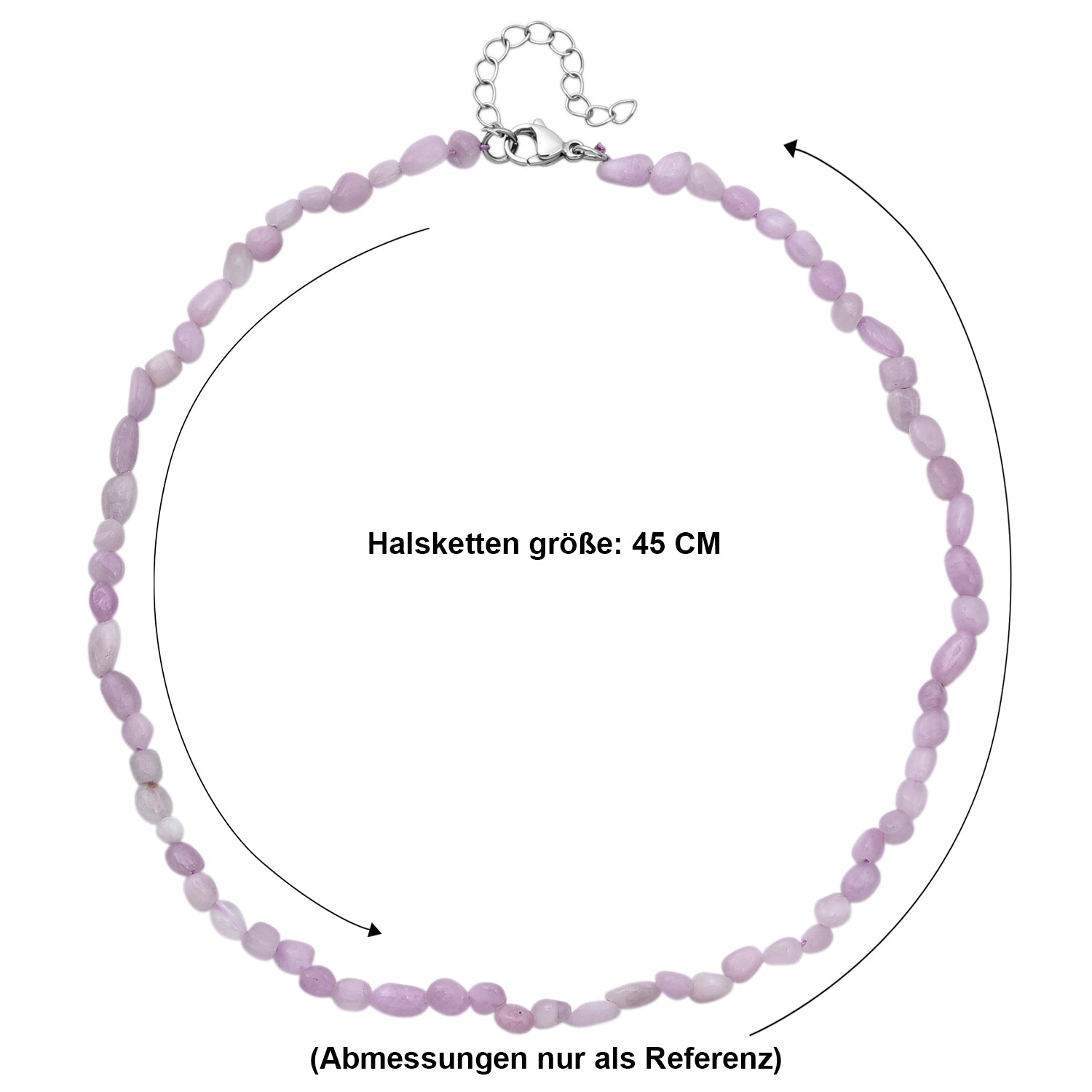 Kunzit Halskette ca. 45 cm 316L Edelstahl ca. 90.00 ct
