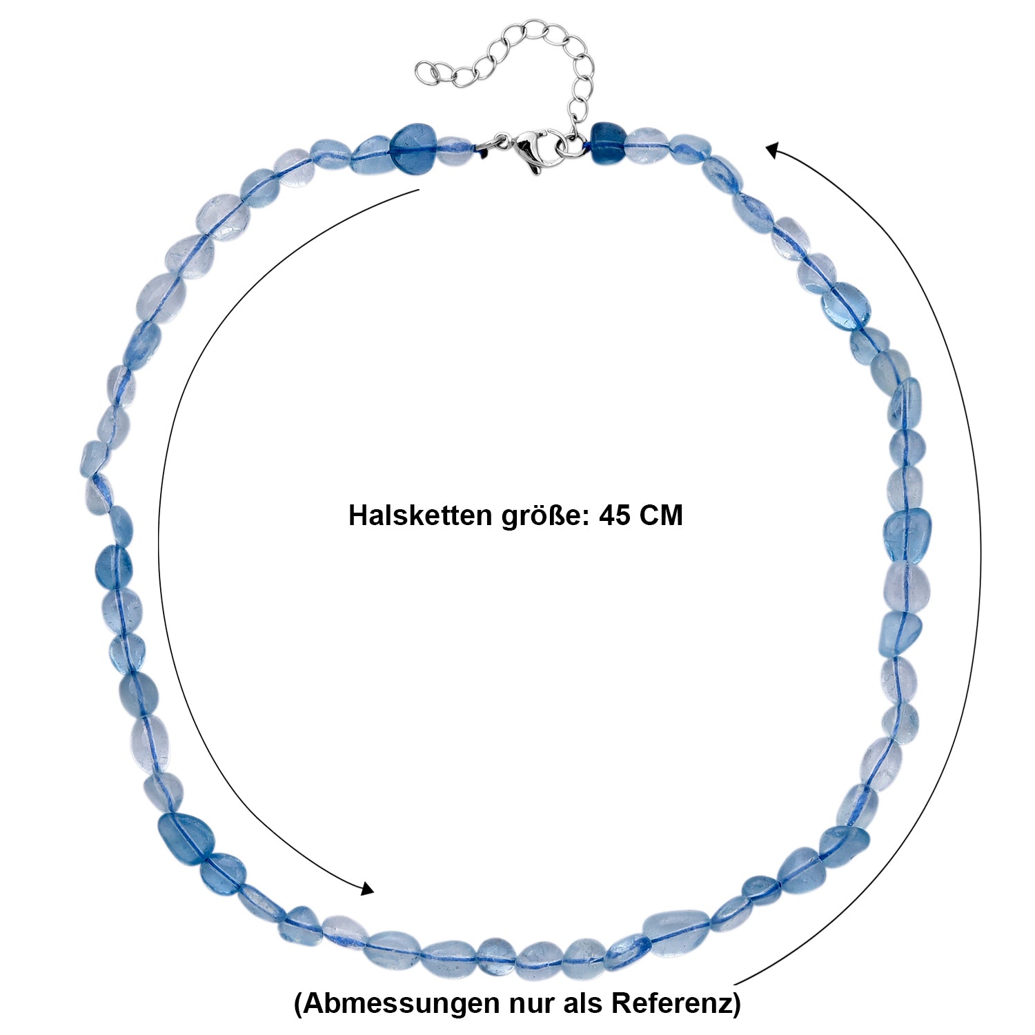 Aquamarin Halskette ca. 45 cm 316L Edelstahl ca. 90.00 ct