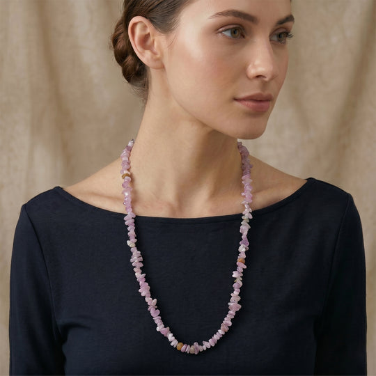 Kunzit Halskette 76 cm ca. 310.00 ct