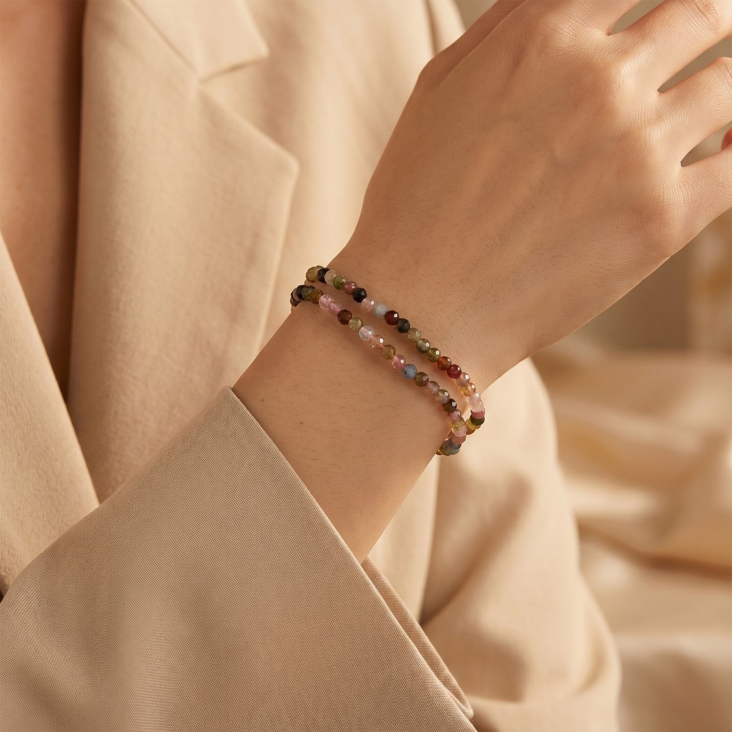 Mehrfarbig-Turmalin Armband ca. 18 cm + 5 cm Extender, 316L Edelstahl ca. 25,00 ct.