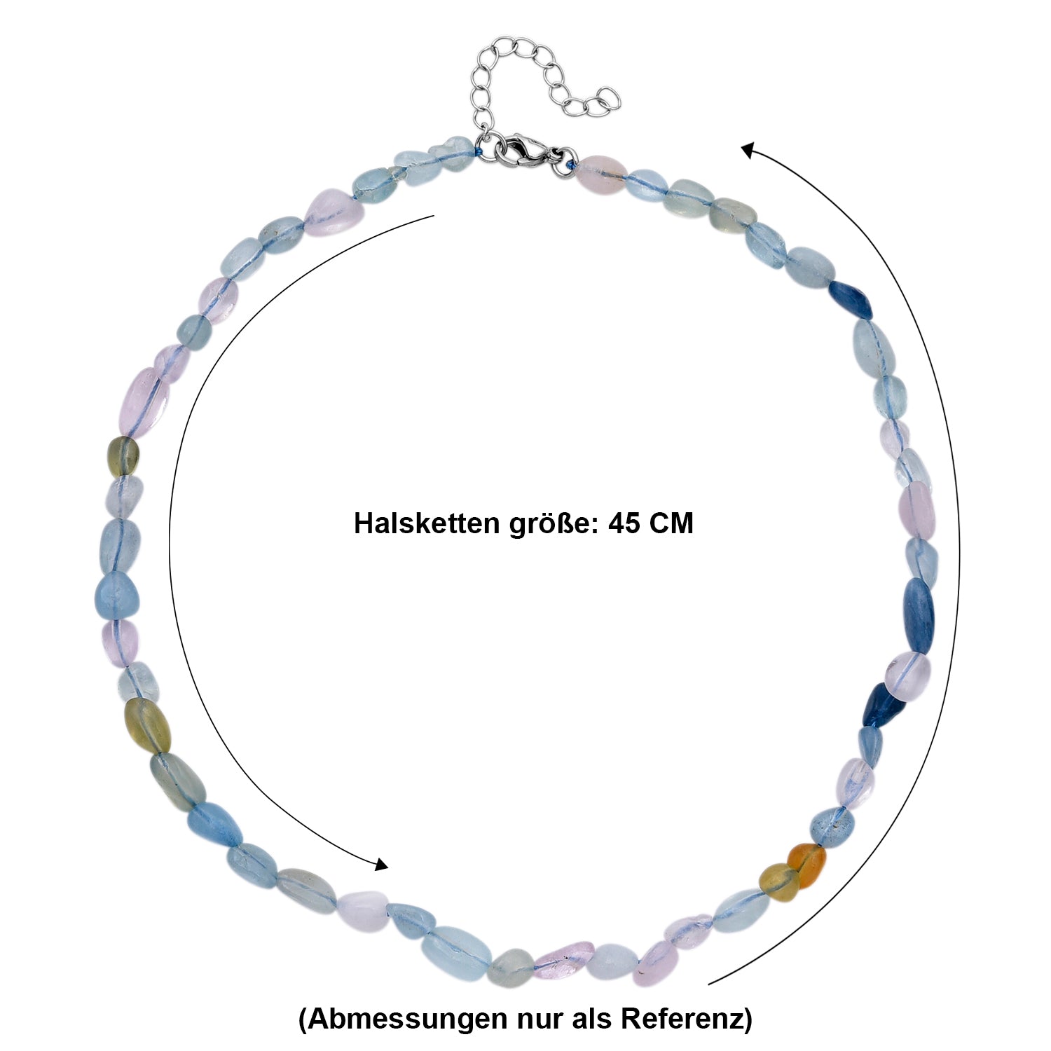 Aquamarin, Morganit, Heliodor Mehrfarbiger Beryll Halskette ca. 45 cm 316L Edelstahl 90.00 ct