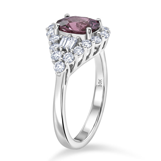 LUXURIANT  (10-16 Werktage Lieferzeit)  2 ct. AAA lila Spinell und Labor Diamant Ring in 417 Weißgold