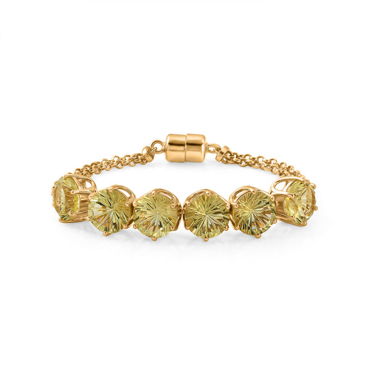 D'Joy AAA Ouro Verde-Quarz 20cm Half-Eternity Armband, 925 Silber 750 Gelbgold Vermeil - 21,32 ct.