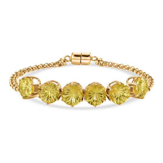 D'Joy AAA Ouro Verde-Quarz 20cm Half-Eternity Armband, 925 Silber 750 Gelbgold Vermeil - 21,32 ct.
