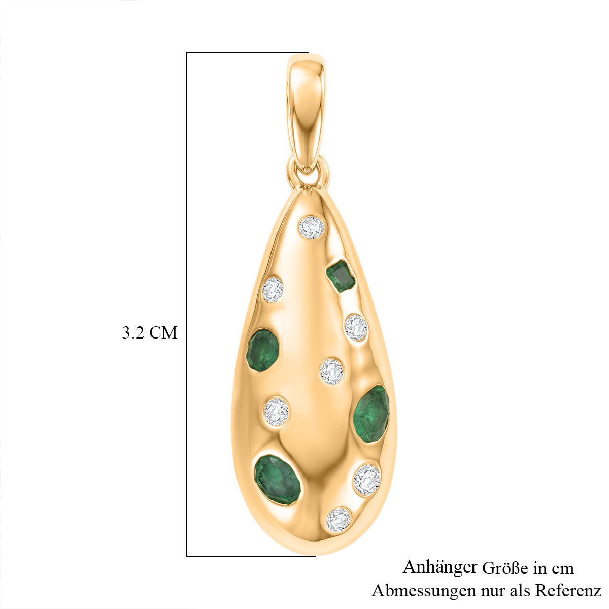 D'Joy Socoto Smaragd Anhänger 925 Silber 750 Vergoldet ca. 0,63 ct.