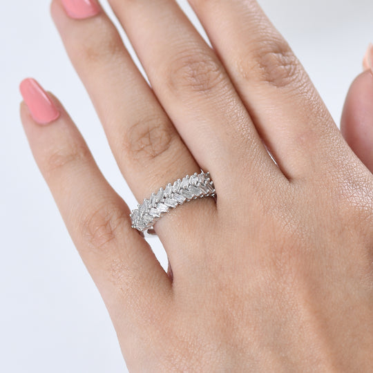 D'Joy Weißer Diamant Ring 925 Silber Rhodiniert (Größe 17.00) ca. 0.50 ct