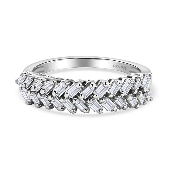 D'Joy Weißer Diamant Ring 925 Silber Rhodiniert (Größe 17.00) ca. 0.50 ct