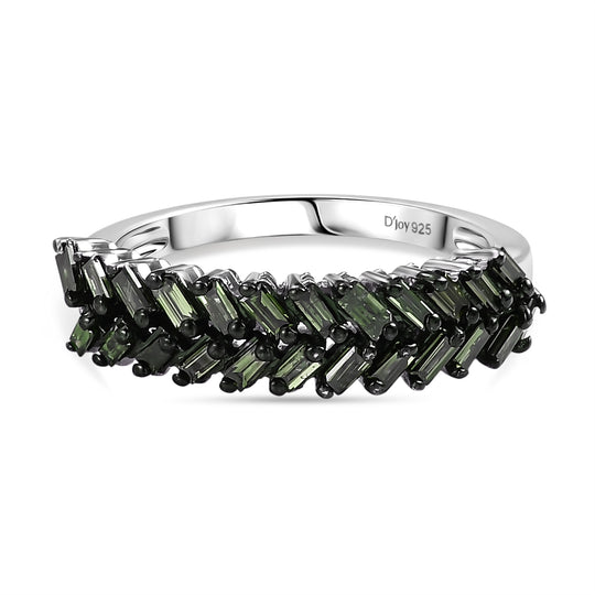 D'Joy Blauer Diamant Ring 925 Silber Rhodiniert (Größe 21.00) ca. 0.50 ct