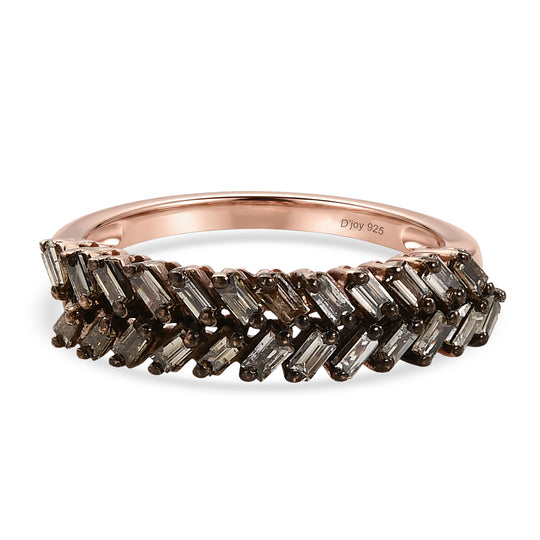 D'Joy Natürlicher Champagner Diamant Ring 925 Silber 750 Roségold vermeil (Größe 17.00) ca. 0.50 ct