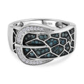 D'Joy blauer und weißer Diamant Schnallen-Ring