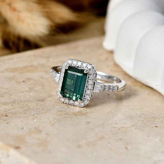 LUXORO AAA Indicolite, Weißer Diamant Ring 417 Gold (Größe 17.00)   (10-16 Werktage Lieferzeit) ca. 1,75 ct
