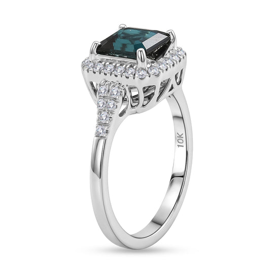LUXORO AAA Indicolite, Weißer Diamant Ring 417 Gold (Größe 17.00)   (10-16 Werktage Lieferzeit) ca. 1,67 ct