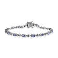 D'Joy Tansanit, Weißer Zirkon Armband ca. 19 cm 925 Silber Rhodiniert ca. 4,15 ct.