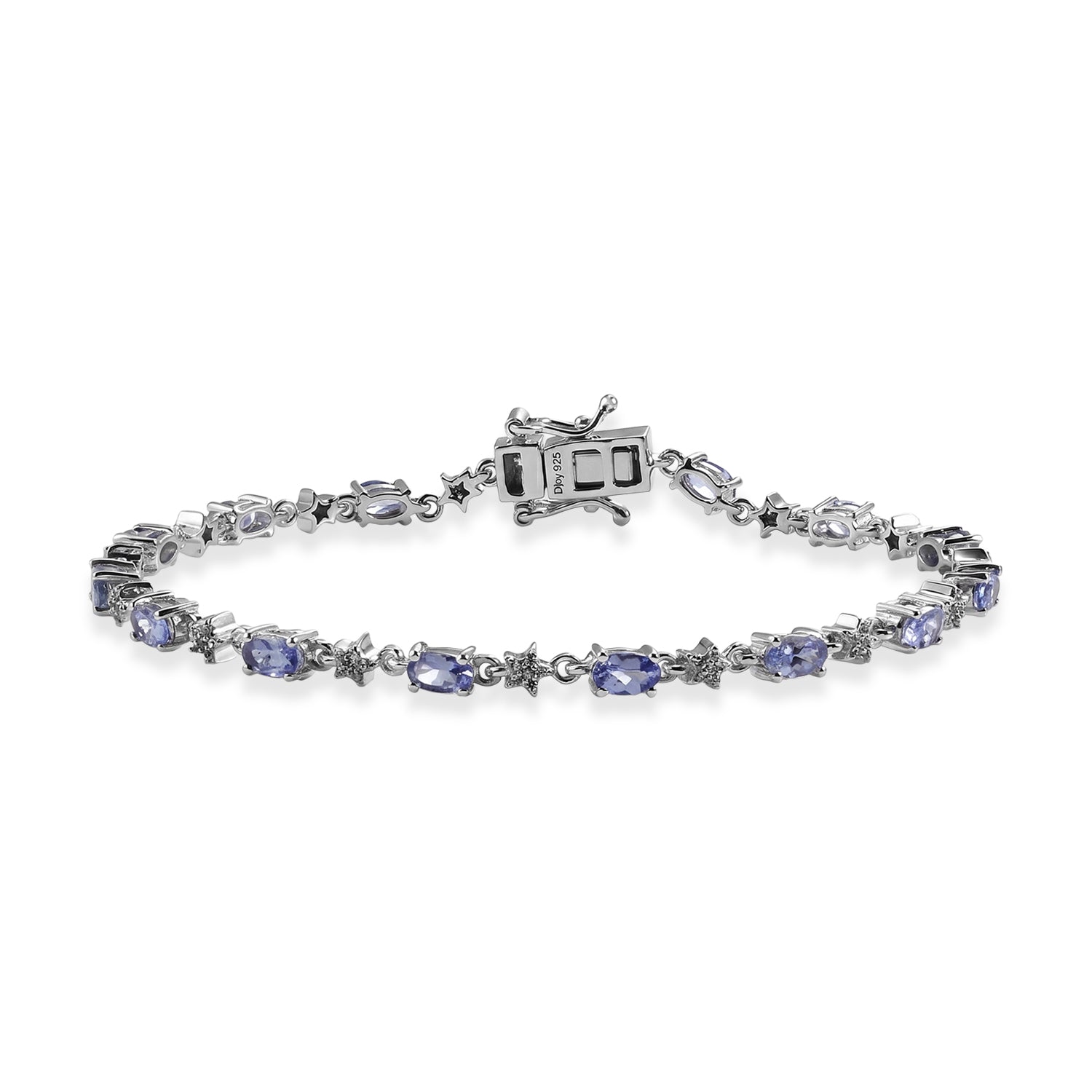 D'Joy Tansanit, Weißer Zirkon Armband ca. 19 cm 925 Silber Rhodiniert ca. 4,15 ct.