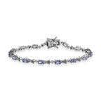 D'Joy Tansanit, Weißer Zirkon Armband ca. 19 cm 925 Silber Rhodiniert ca. 4,15 ct.