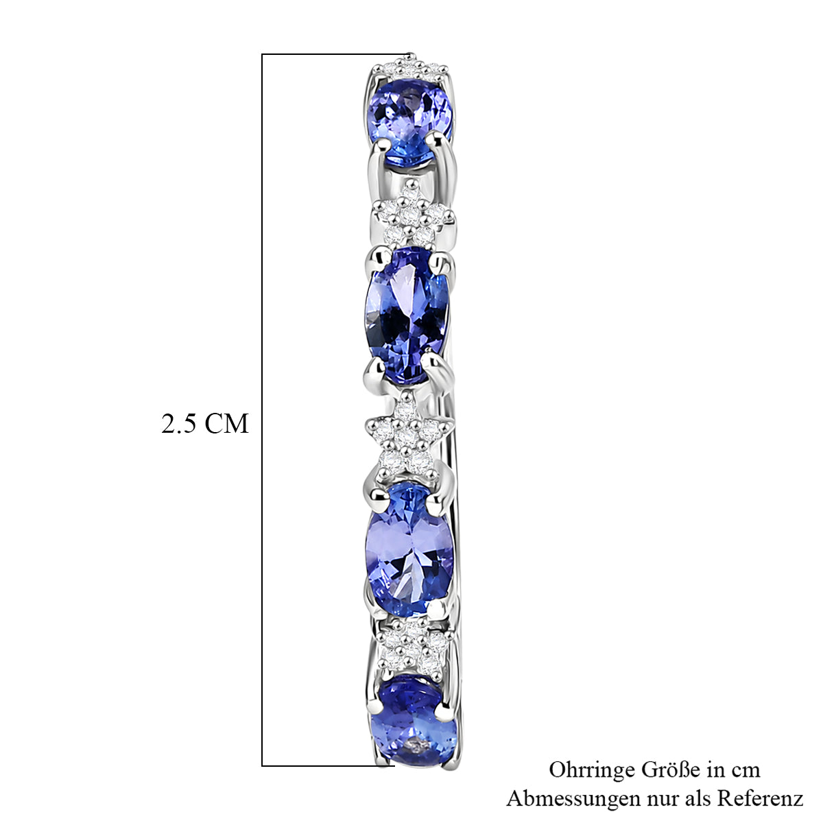 D'Joy Tansanit, Weißer Zirkon Ohrringe 925 Silber Rhodiniert ca. 2,34 ct.