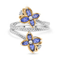D'Joy Tansanit Ring 925 Silber Rhodiniert und 750 Gelbgold Vermeil (Größe 17.00) ca. 0,94 ct