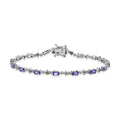 D'Joy Tansanit, Weißer Zirkon Armband ca. 20 cm 925 Silber Rhodiniert ca. 4,45 ct.