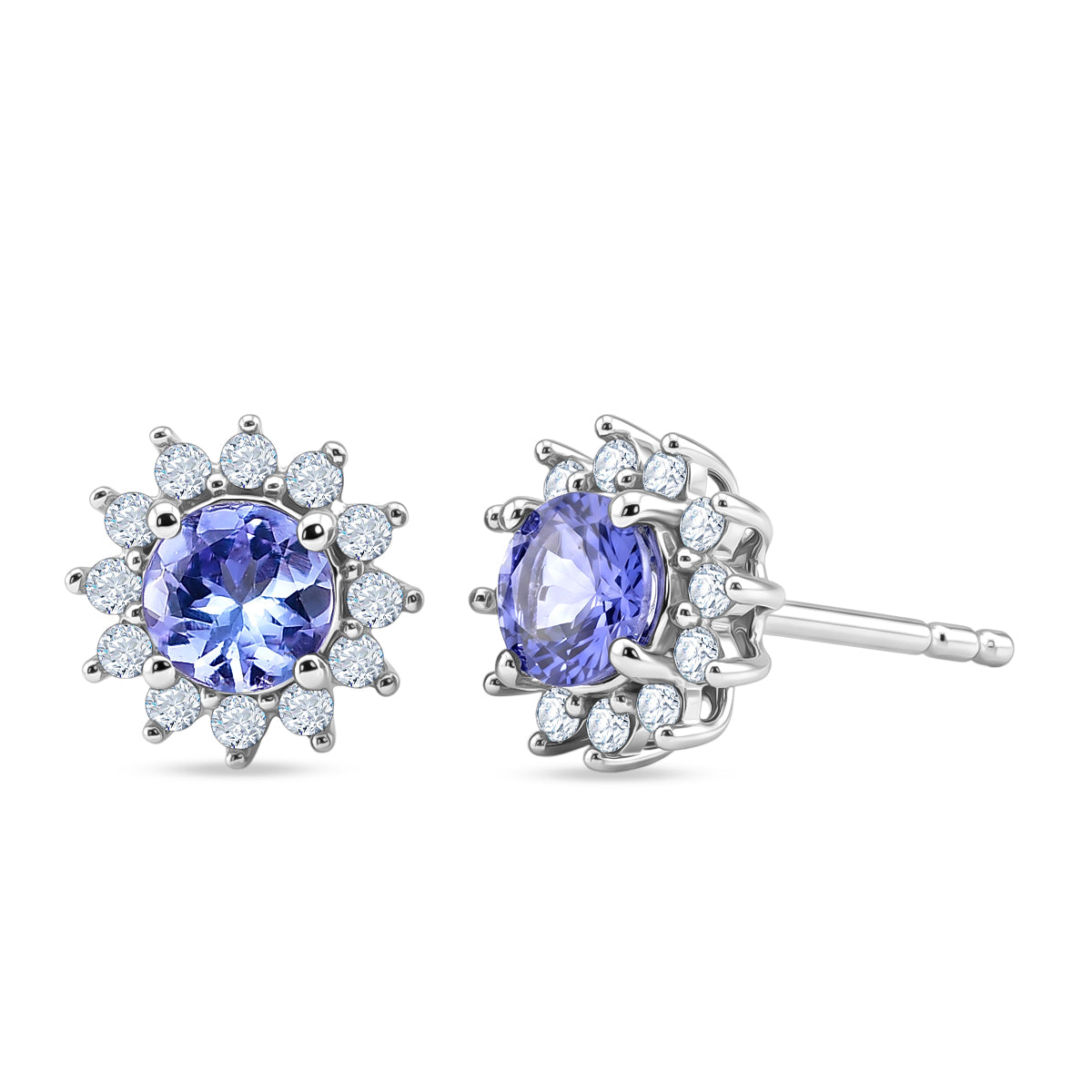 D'Joy Tansanit, Weißer Zirkon Ohrringe 925 Silber Platiniert ca. 1,00 ct.
